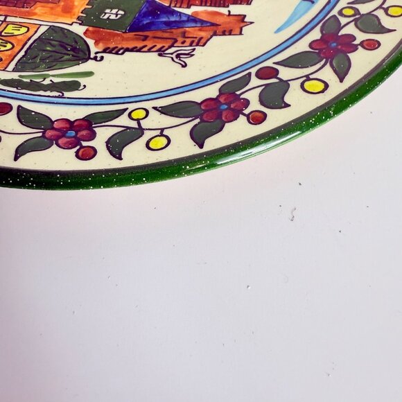 Jerusalem Decorative Art Pottery Plate Hand Painted Holy City VTG Wall Decor - Picture 8 of 11